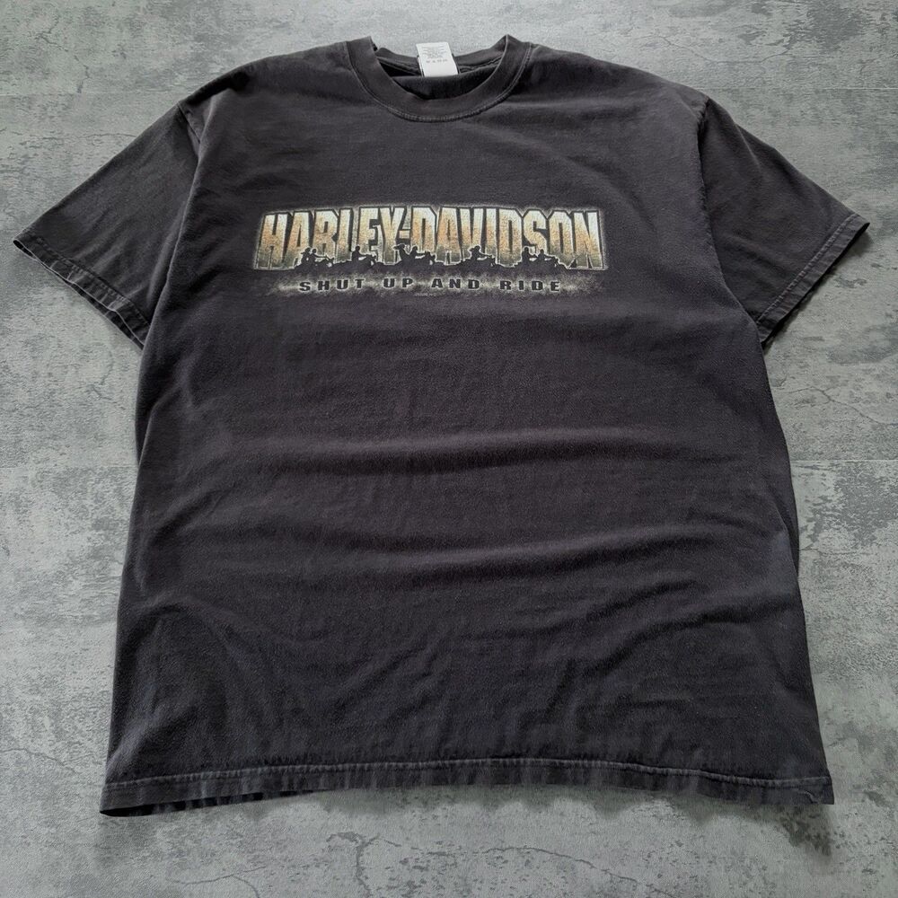 Y2K Harley-Davidson Arizona Chrome Flame Graphic T-Shirt Black Grunge XL